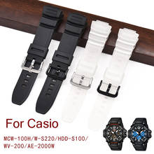 Pulseiras de relógio para casio MCW-100H/110 h/w-s220/HDD-S100 WV-200/AE-2000/2100 resina pulseira 16mm acessórios de relógio pulseira de silicone 2024 - compre barato