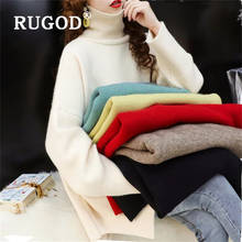 Suéter feminino gola alta casual, várias cores de malha, manga comprida, pulôver solto, 2020 2024 - compre barato