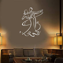 Танцевальная Студия силуэт танцующие люди настенные наклейки виниловые домашний декор для гостиной Съемная самоклеящаяся роспись DW8436 2024 - купить недорого