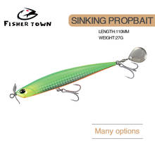 Fisher Town-señuelo de pesca con aguja, 110mm/27g, lápiz de hundimiento, ojos 3D, cebo Artificial, señuelos de lubina de mar 2024 - compra barato