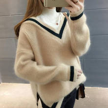 New Women's Autumn Wnter Sweater 2021 Stitching F ake Two-piece Pullovers ladies Thick Warm Short Sweater Femme Full Jumper 1696 2024 - buy cheap