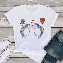 Camiseta feminina estampa dente de peixe, camiseta feminina casual verão manga curta 2024 - compre barato