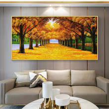 RELIABLI-Póster Artístico de paisaje para pared, imágenes de árbol dorado, pintura en lienzo, decoración para sala de estar, carteles e impresiones sin marco 2024 - compra barato