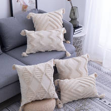 Tufted throw fronha com borlas marroquino capa de almofada sofá decoração estilo retro fotografia adereços nórdico capas de travesseiro 2024 - compre barato