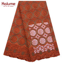 Kalume Orange African Swiss Cotton Lace Fabric With Stones Nigerian Voile Lace Fabric Dress Voile Lace Fabric For Party 1932 2024 - buy cheap