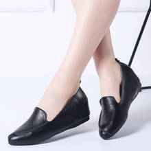 2020 Autumn women ballerina flats shoes women genuine leather shoes slip on loafers women high increase heel shoes female 1188 2024 - buy cheap