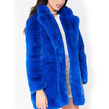 Elegant Faux Fur Long Coat Casual Lapel Outerwear Women Autumn Winter Warm Soft Jacket with Pockets Plus Size 3X Plush Overcoat 2024 - buy cheap