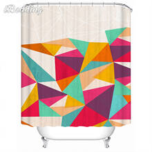 Uma cortina de chuveiro geométrica colorida cortina de chuveiro xadrez impermeável com ganchos banheiro de poliéster 2024 - compre barato