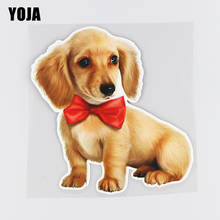 YOJA 16.2×17.2CM With Bowknot Dog Cover Scratches Modified Stickers Cute Cartoon Decoration Car Accessories 19B-0031 2024 - buy cheap