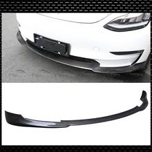 Real da fibra do carbono do amortecedor dianteiro lábio spoiler avental para tesla modelo 3 2024 - compre barato