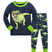 Dinossauro crianças pijamas terno meninos pijamas roupas de bebê menino t-shirts pijamas casa esporte terno roupas 2024 - compre barato
