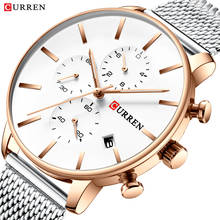 Curren-relógio de pulso de quartzo masculino, modelo de luxo com cronógrafo, à prova d'água, marca de malha de aço 2024 - compre barato