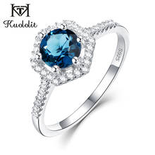 Kuololit Natural London Blue Topaz Gemstone Rings for Women 925 Sterling Silver Topaz Stone Ring Engagement Gifts Fine Jewelry 2024 - buy cheap