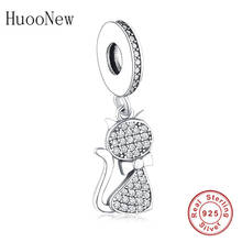 Huoonew pulseira pandora original 925, berloque pingente de contas de cristal de zircônia, animais pequenos, prata esterlina 2024 - compre barato