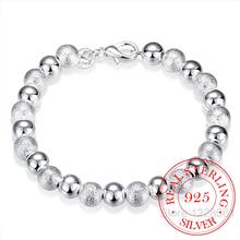 Pulseira de prata esterlina 925 com contas 8mm, bracelete para mulheres, joias finas da moda, atacado, masculinas, pulseira de punho prata 2024 - compre barato