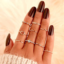 Bohemian Vintage Gold Crescent Geometric Joint Midi Ring Set For 2020 Women Fashion Crystal Finger Ring Jewelry Party Gifts 2024 - buy cheap