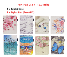 For iPad Tablet Case Fashion Painted Flip PU Case Cover For iPad 2 3 4 Funda Capa Case For IPad 4 For IPad 3 Pen Stylus 9.7 inch 2024 - buy cheap