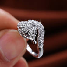 Dainty Female White Crystal Stone Ring Elegant Silver Color Animal Wedding Rings For Trendy Bridal Zircon Fox Engagement Ring 2024 - buy cheap