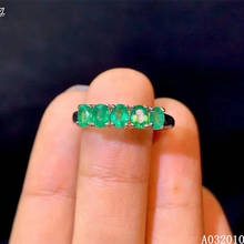 Anel de prata esterlina 925, joias finas de tamanho médio, anel de esmeralda natural embutido, suporte para anel popular para meninas, teste de suporte, mais vendidos 2024 - compre barato