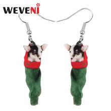 Brincos de acrílico de natal para chihuahua weveni, brinco de pendurar para cachorro e bijuteria para mulheres, meninas e adolescentes, decoração para presente e festa 2024 - compre barato