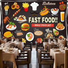 Papel tapiz 3D personalizado HD pintado a mano, decoración de pared de fondo de restaurante, Snack Bar, comida rápida, impermeable, fácil de operar, pegatina de pared 3D 2024 - compra barato