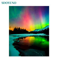 SDOYUNO 60x75cm Paint By Numbers Aurora Scenery DIY Frameless  Oil Painting By Numbers On Canvas Digital Hand Painting Decor 2024 - buy cheap