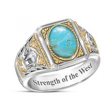 Angry Ram-anillo con incrustaciones de piedra azul Ovalada para hombre, accesorios de animales de Metal, joyería de fiesta, tamaño 7-13 2024 - compra barato