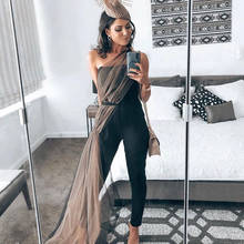 New Arrival Black Mesh Halter Long Pants Rompers Rayon Bandage Jumpsuit Elegant Club Wear Vintage Vestios 2024 - buy cheap