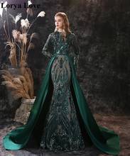 Mermaid Sequin Evening Dresses 2020 Green Prom Gowns Women Formal Robe De Soiree Muslim Long Sleeves Saudi Arabia Evening Dress 2024 - buy cheap