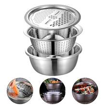 Juego de ralladores de cocina de acero inoxidable, lavabo de drenaje sólido, Chopper de verduras, cesta de drenaje, lavabo de verduras, 3 unids/set 2024 - compra barato