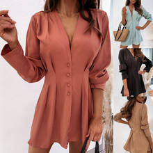 Women 2021 Mini Dress Female Casual Loose Long Sleeve Vintage Shirt Dresses Vestidos Long Blouses Tops 2024 - buy cheap