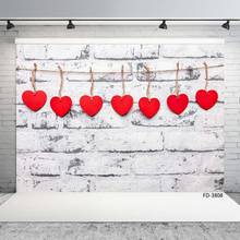 Red Heart Brick Wall Valentine’s Day Photography Background Baby Shower Children Portrait Backdrops Photocall Photo Studio Props 2024 - buy cheap
