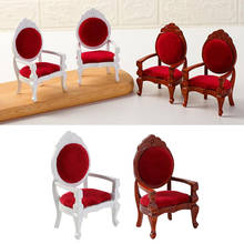 1/12 Dollhouse Wooden Miniature Retro Engraving Chair Furnishings DIY 2024 - buy cheap