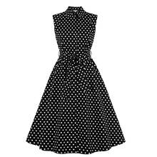 Verão sem mangas elegantes senhoras vestidos femininos preto branco pontos vintage retro 50s 60s pin up skater uma linha vestido 2024 - compre barato