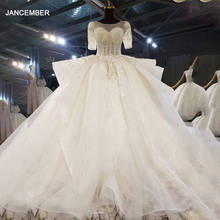 HTL2063 роскошный расшитый стразами блестками свадебное платье 2021 для женщин Бальные платья с короткими рукавами, кружевами, со шнуровкой сзади 2024 - купить недорого