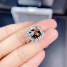 Anel de quartzo esfumaçado natural e real, prata esterlina 925, joias finas, anel de quartzo natural esfumaçado 2024 - compre barato