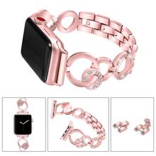Stainless Steel band for Apple Watch 38mm 42mm 40mm 44mm Diamond Strap Rose Gold Pink Women Replace Watchband for iwatch 5 4 3 2 2024 - buy cheap