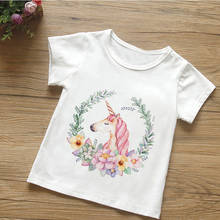 2019 New Summer Kids T Shirt Cartoon Unicorn And Flower Pattern Print T-shirt Boys Kawaii Funny Girls Tops Leisure White Clothes 2024 - buy cheap