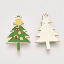 100pcs Green Christmas Tree Alloy Enamel Pendants Christmas Theme Pendants for necklace jewelry making Decor 2024 - buy cheap