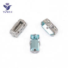 YANRUO-Baguette de Aguamarina para costura, piedras de punto atrás de fantasía, artesanía cosido de Strass, Diamante de imitación para costura, 5x10mm, 4501 2024 - compra barato