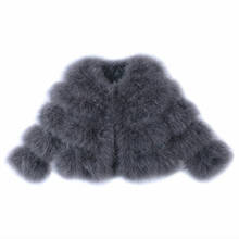 Oftbuy jaqueta feminina de pele real, casaco de inverno com pelagem de avestruz natural, espessa, quente, roupa urbana de alta qualidade, nova moda 2021 2024 - compre barato