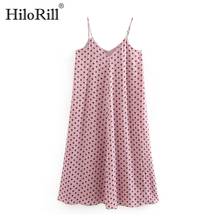 HiloRill Summer Sexy V Neck Spaghetti Strap Midi Dress Women Dot Print Loose Party Dress Sleeveless Casual Dresses Sundress 2024 - buy cheap
