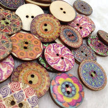 10/50/100pcs National Pure Wood Buttons Craft Scrapbooking Decoration Buttons 25mm Sewing Accessories Random Mixed  WB264 2024 - buy cheap