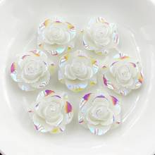 40pcs 20mm resin AB flower flat back DIY jewelry/ rhinestone applique Resinous rhinestones are used for hair decoration 2024 - buy cheap