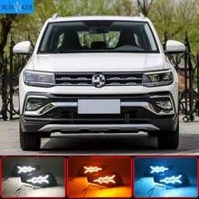 1 Set  LED DRL Car Styling For Volkswangen VW T-Cross tcross 2019 2020 Daytime Running Lights Turn Signal Fog Lamp Cover 12V ABS 2024 - buy cheap