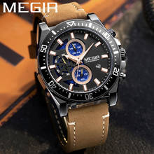 Megir relógio masculino do exército militar relógio masculino masculino masculino à prova dmilitary água homem de couro genuíno luxo esporte relógio pulso presente 2132 2024 - compre barato