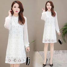 plus size party oversized woman winter elegant evening ladies dress 2020 spring autumn lace stitch chiffon dress female A5797 2024 - buy cheap