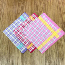 5x 100% Cotton Plaid Handkerchiefs Hanky  Square Men Women Hankies 2024 - buy cheap