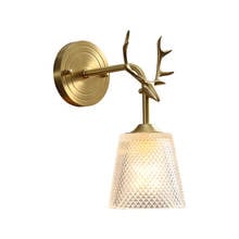 Luminária de parede antler de cobre com design nórdico, luminária de teto dourada, para decoração de sala de estar, quarto, cabeceira, corredores 2024 - compre barato