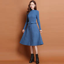 Autumn Winter Women O-Neck Long Sleeve Dress Female Simple Casual Knitted A-line Elegant Long Sweater Dresses Vestidos W451 2024 - buy cheap